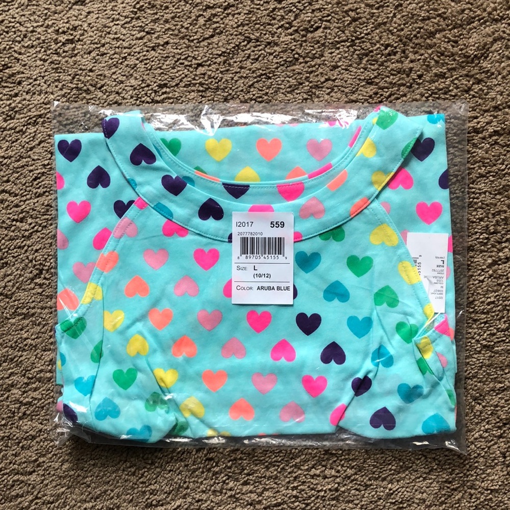 The Children's Place Dress Girls Size Large 10/12 Blue with Hearts